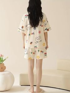 Pyjama 1 pièce en jersey à manches courtes et taille élastique, motif 12 couleurs, pour femme, collection 2026 – Vente en gros de vêtements de détente personnalisés - Product Image 2