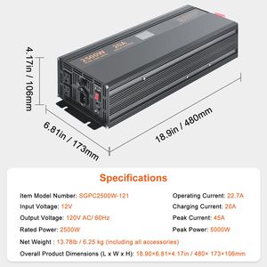 2500W LCD Display Auto Switches Sump Pump <b>Battery</b> <b>Backup</b> System Continuous UPS for Uninterruptible Power Supply - Product Image 3