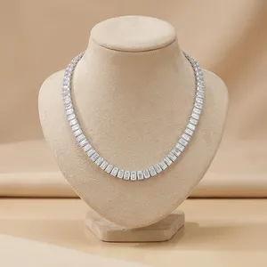 Collier tennis de luxe en diamants de laboratoire taille brillant rond, plaqué or 14k/18k, haute clarté, certifié IGI, style hip-hop pour femme - Product Image 2