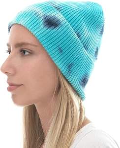 Bonnet d'hiver chaud 100 % acrylique de haute qualité, multicolore, tricoté, avec revers, motif tie-dye et motifs de personnages, idéal pour la plage - Product Image 4