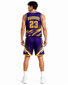 Conjunto de Uniforme de Baloncesto Personalizado con Diseño Único Splash, Base Morada con Detalles Dorados y Negros para la Identidad y Estilo del Equipo - Product Image 4
