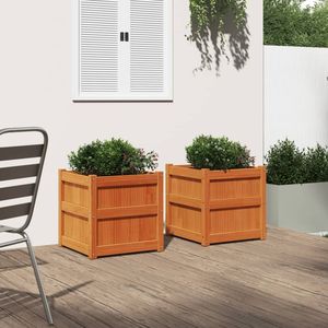 Ensemble de 2 jardinières en bois de pin massif brun ciré, pots à fleurs et jardinières - Product Image 3