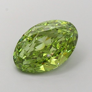 Diamant de laboratoire CVD ovale de 4,02 carats, vert vif fantaisie modifié, clarté VVS1, polissage excellent, pierre précieuse non montée pour bijoux - Product Image 1