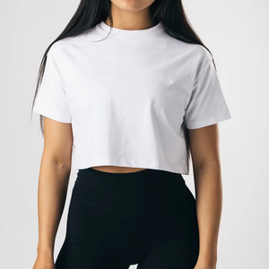 Women's Short Sleeve T-Shirt O-Neck <b>Crop</b> <b>Top</b> Knitted Casual Solid Color Breathable Spring Quick Dry Summer Wear - Product Image 3