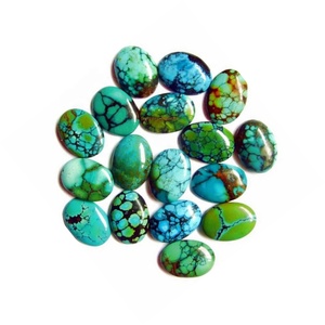 <span class=keywords><strong>Pietre</strong></span> <span class=keywords><strong>Preziose</strong></span> Naturali Turchese Ovale Cabochon 9x11mm Certificato GIA Spiderweb-Kingman Venduto Singolarmente - Product Image 3
