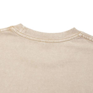 Camiseta Oversize de Algodón Beige para Hombre, Manga Corta, Cuello Redondo, Ajuste Casual, Tejido Liso Teñido - Product Image 4