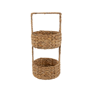 Sustainable 2 Tier Water Hyacinth Scalloped Tray, <b>Rustic</b> <b>Decorative</b> Stand with Handle, Versatile <b>Home</b> Organizer from Vietnam - Product Image 6
