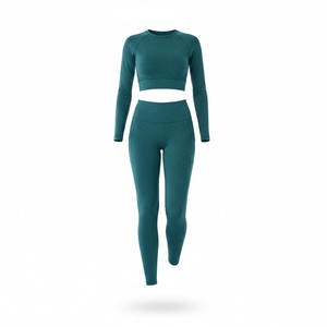 Ensemble de yoga pour femme 2026 de haute qualité avec logo personnalisé, comprenant un legging taille haute froncé aux fesses et un soutien-gorge de sport assorti, écologique et respirant - Product Image 4