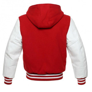 Veste universitaire à capuche rouge et blanche pour homme, style preppy, coupe classique, matière polyester, fermeture à boutons, vêtement d'automne - Product Image 5