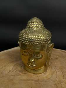 Statue de tête de Bouddha en laiton antique moderne, artisanat en métal fait à la main, décoration d'intérieur - Product Image 3