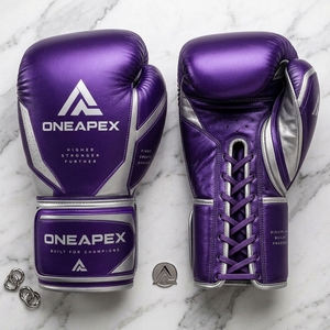 Guantes de Boxeo de Cuero Morado, Guantes de Entrenamiento Profesional, Guantes de Boxeo Acolchados, Logotipo Personalizado OEM, Guantes Deportivos al por Mayor - Product Image 2