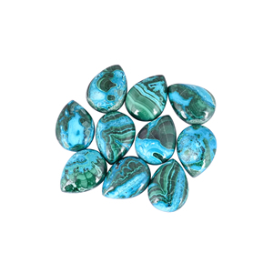 Lot de 10 pierres précieuses en malachite naturelle de qualité AA, forme poire, 20x15 mm, 156,40 carats, pour la création de bijoux de créateurs - Product Image 1