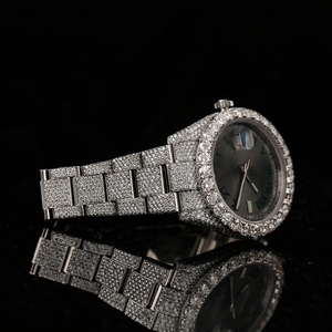 Reloj de Hombre con Esfera Cuadrada, Movimiento de Cuarzo, Completamente Cubierto de Diamantes VVS Moissanite, Acero Inoxidable, Estilo Ejecutivo, Personalizable, 41 mm - Product Image 6