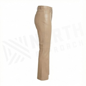 Soft Faux Leather Women <b>Legging</b> Pants Customized Color <b>Flare</b> Oversized Design Custom Embroidery Logo Mid Waist Winter - Product Image 3