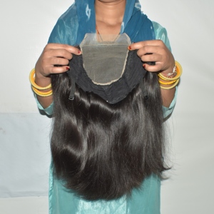 Peluca de Cabello Humano Remy Indio con Ondas Suaves, Tono Oscuro Natural, Patrón S Voluminoso, Gorra Ajustable, Doble Trama a Máquina, Lista para Salón - Product Image 3