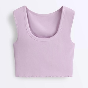 Débardeur Femme Style Urbain Couleur Unie Sans Bretelles en Spandex/Coton Respirant Séchage Rapide Décontracté Écologique - Product Image 1