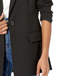 <b>Women</b> <b>Long</b> <b>Black</b> <b>Blazer</b> Jacket Tailored Fit Open Front Formal Office Business Casual Fashion Apparel Wear Clothing - Product Image 6