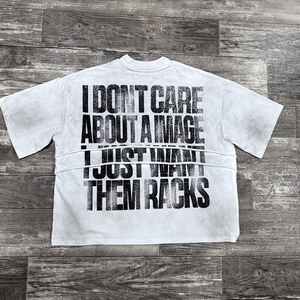 เสื้อยืดคอตตอนแท้ 100% ทรงโอเวอร์ไซส์ แบบเรียบ สไตล์วินเทจ ล้างสีแล้ว เสื้อยืดสตรีทแวร์สั่งทำได้ - Product Image 5