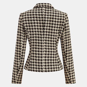 <b>Women</b>’s Houndstooth Double-Breasted Blazer, Long <b>Sleeve</b> Notched Lapel Office <b>Jacket</b>, Professional Career Suit Coat - Product Image 3