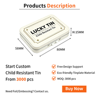 Boîte en étain personnalisée LUCKY TIN, résistante aux enfants, avec bouton poussoir, boîte à pilules en métal de qualité alimentaire pour vitamines, bonbons, vente en gros OEM