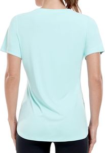 Performance Running Top Quick Dry Athletic Womens T Shirt Moisture Wicking Lightweight <b>Mesh</b> Breathable Gym Workout Apparel - Product Image 1