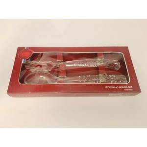 Crystal Salad Servers <b>Set</b> 2 Piece Clear Glass Salad <b>Tools</b> with Etched Handles in Red <b>Box</b> Packaging - Product Image 6