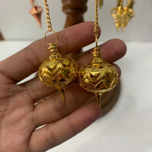 Chaîne de pendule de divination artisanale en laiton écologique, ornementée, dorée, outil de radiesthésie, Reiki, équilibrage des chakras, guérison énergétique, spirale - Product Image 3