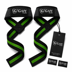 Sangles de levage GAPE SPORTS en nylon noir et vert, antidérapantes, fermeture Velcro, entraînement de force, unisexe, prix de gros, OEM personnalisé - Product Image 5