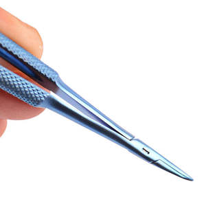 Portaagujas Oftálmico para Microcirugía Sin Bloqueo, Instrumento Quirúrgico de Acero Inoxidable Azul para Cirugía General - Product Image 1