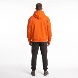 <b>Men's</b> <b>Orange</b> Hooded <b>Sweatshirt</b> With Front Logo Pocket Casual Fleece Pullover Regular Fit Autumn Wear - Product Image 3