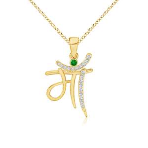 14K <b>Solid</b> <b>Gold</b> MAA Written Natural Green Emerald With Diamond Studded <b>Pendant</b> Certified Luxury Mother's Day Gift Mom <b>Pendant</b> - Product Image 1