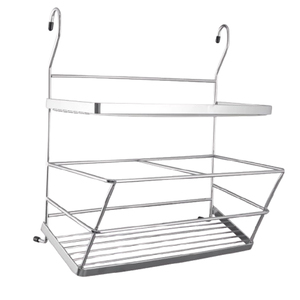 Unique New Design Double-Tier Stainless Steel Metal and Shinny Polished Glass Spice Rack <b>Storage</b> Shelve Decorative Unique Shape - Product Image 1
