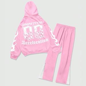 Custom Graphic <b>Tracksuit</b> Men Y2K Hoodie Flared Pants Streetwear Loose Fit Set Hip Hop Vintage Winter Clothing Style - Product Image 2