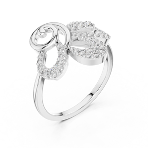 Anillo de Diamante Cultivado en Laboratorio CELESTIAL RIBBON, Corte Brillante, Oro Blanco de 18 Quilates, Chapado en Rodio, para Compromiso, Boda, Regalo de San Valentín, Uso Diario - Product Image 3