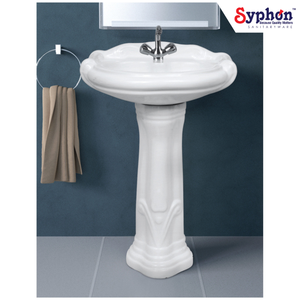Exhibiting Highest Standard Premium Quality White Ceramic Hand Wash <b>Basin</b> with Pedestal Available in Bulk Quantity at Low Cost - Product Image 1