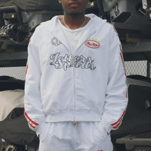 Sweat-shirts à capuche surdimensionnés à fermeture éclair en coton 100% rayé brodé personnalisé pour hommes - Product Image 3