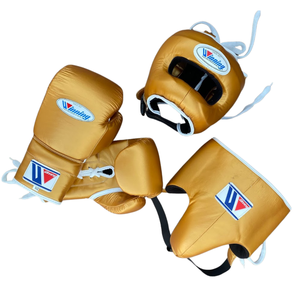 Winning Boxing Gear Set Cowhide Leather Laced up Training <b>Gloves</b> breathable quickdry Headgear Groin Guard OEM supplier - Product Image 2