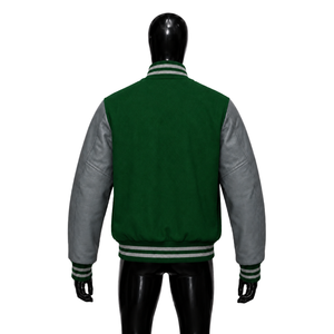 Chaqueta Varsity Verde Personalizable con Logotipo, Producción en Masa, Calidad de Exportación, Cierre de Botones en el Cuello, Ropa de Otoño - Product Image 2