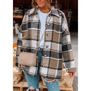 Camisas de Franela Casuales a la Moda para Mujer, Chaqueta de Franela a Cuadros de Otoño, Chaqueta de Manga Larga con Botones, Blusa Reversible Moderna - Product Image 4