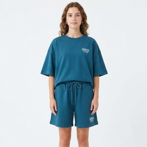 Top Casual <b>Set</b> Cotton Oversized T-Shirt <b>Shorts</b> <b>Shorts</b> Two-Piece <b>Set</b> Wholesale Custom Women's Summer 2 Piece <b>Set</b> Women - Product Image 4