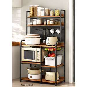 Multifunctional Kitchen Storage <b>Rack</b> With 5 Tiers Wood Shelves Wooden Kitchen Storage Cabinet - Product Image 2