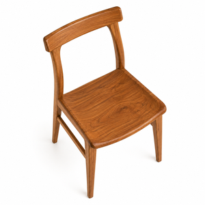 Silla de Comedor Moderna Escandinava Ecológica y Duradera de Madera de Teca Sólida, Asiento de Madera Esculpida, Muebles Contemporáneos para Restaurante - Product Image 4