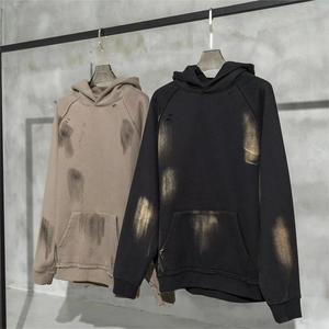 Sudadera con capucha para hombre, personalizada, lisa, estilo vintage, corta, con efecto desgastado, salpicaduras de pintura, efecto descolorido por el sol, lavado ácido, de peso pesado - Product Image 4