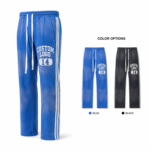 Men's Lightweight Washed Canvas Sweatpants Custom Logo <b>Straight</b> <b>Leg</b> Eco-Friendly <b>Track</b> <b>Pants</b> OEM ODM Wholesale Clothing - Product Image 1