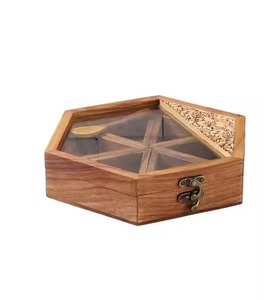 Stylish Wood Spice <b>Box</b> Masala Organizer Multi Slot <b>Storage</b> for Herbs and Cooking Needs - Product Image 1