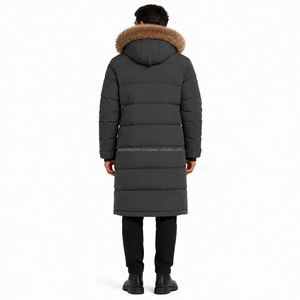 Manteau long matelassé oversize pour homme, veste d'hiver streetwear, épaisse et chaude, fournisseur de mode, service OEM - Product Image 2