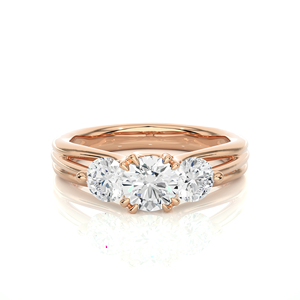 Bague en or 18 carats avec diamant rond taillé, 3 diamants, 1,39 carat, diamant cultivé en laboratoire pour femmes, certifié VS1 - Product Image 1