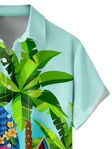 Chemises décontractées pour hommes à manches courtes, boutonnées, en satin hawaïen, tricotées, respirantes, en polyester/coton, séchage rapide, personnalisables OEM - Product Image 2