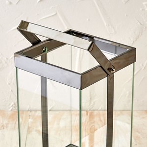 Wholesale Gloss Black Metal Glass <b>Hurricane</b> <b>Candle</b> Holder Tabletop Vase for Home and Events Decorations - Product Image 3