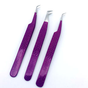 RMI pince à épiler pourpre à pointe argentée Volume pince à épiler d'extension de cils pince à épiler professionnelle en acier inoxydable de haute qualité - Product Image 1